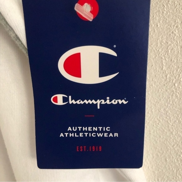 Champion Mens Rugby Polo Shirt Script Logo White Gray XL NWT - Picture 5 of 10